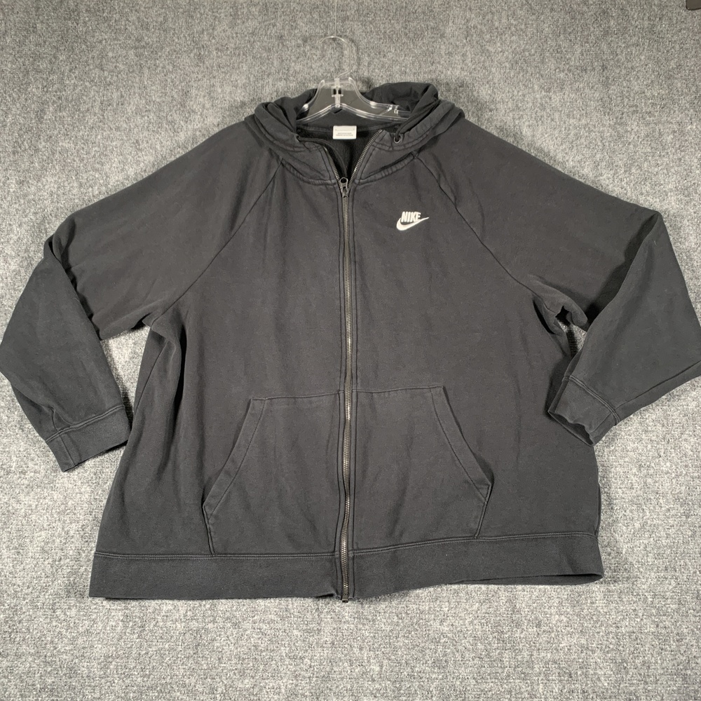 Nike Hoodie Womens 1X Gray Full Zip Fleece Kangaroo Pocket Logo Sweatshirt